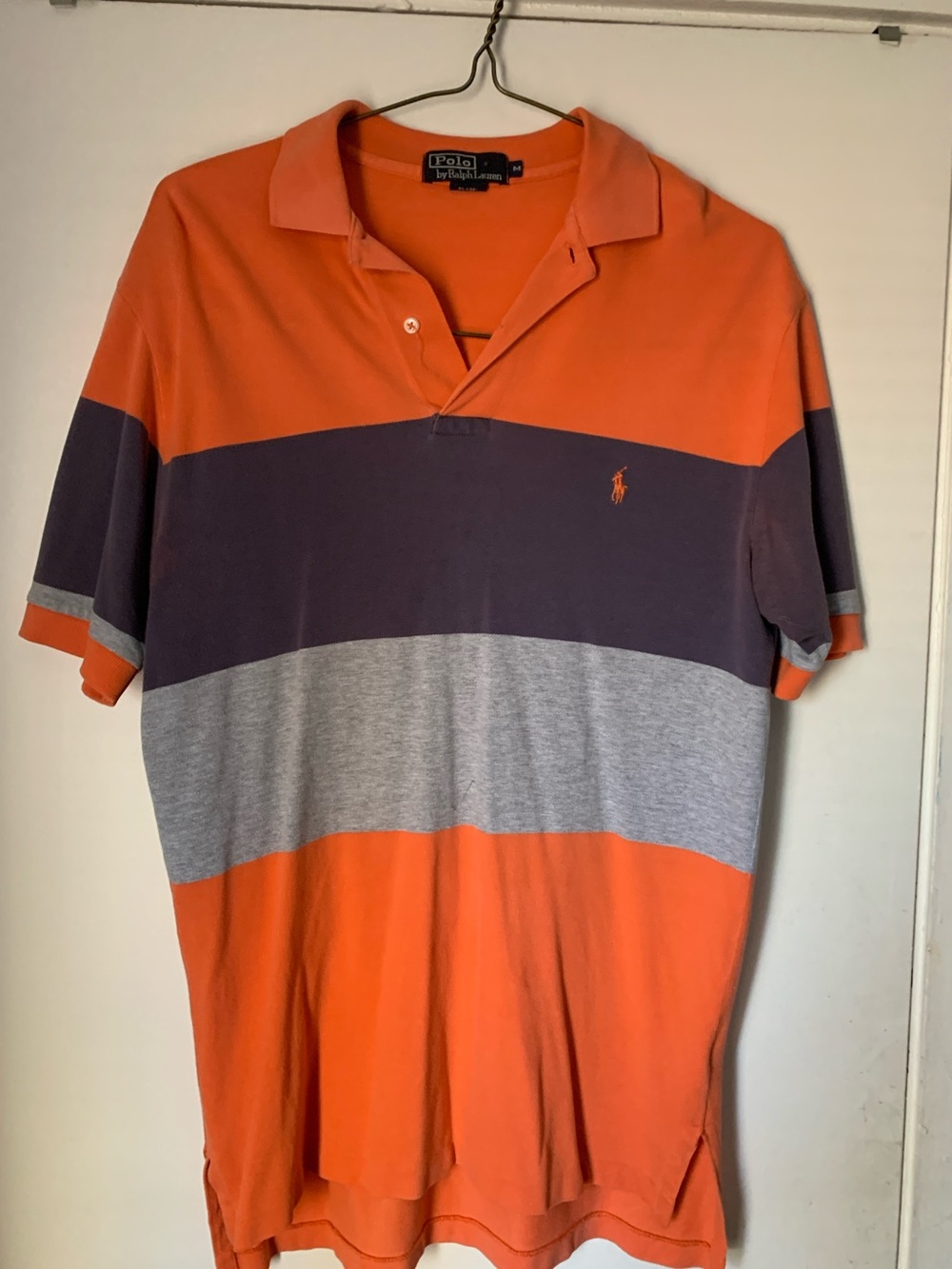 Ralph Lauren Orange, Purple & Gray Striped Polo Shirt